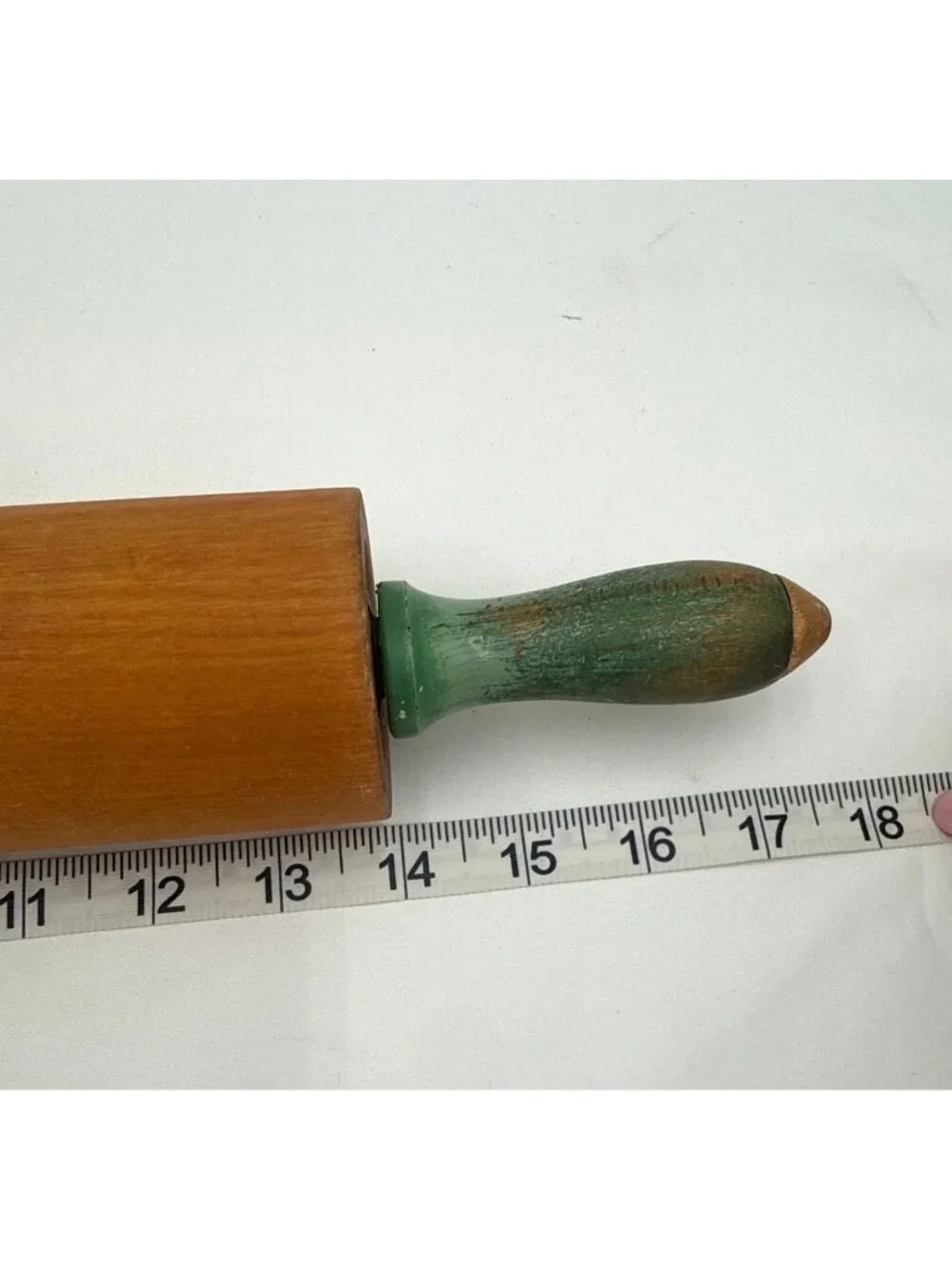 Vintage Rolling Pin with Green Handles Country